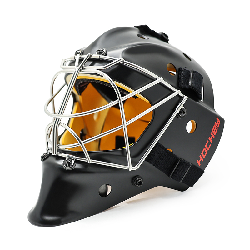 Casco de portero de hockey sobre hielo protector de seguridad de acero blanco