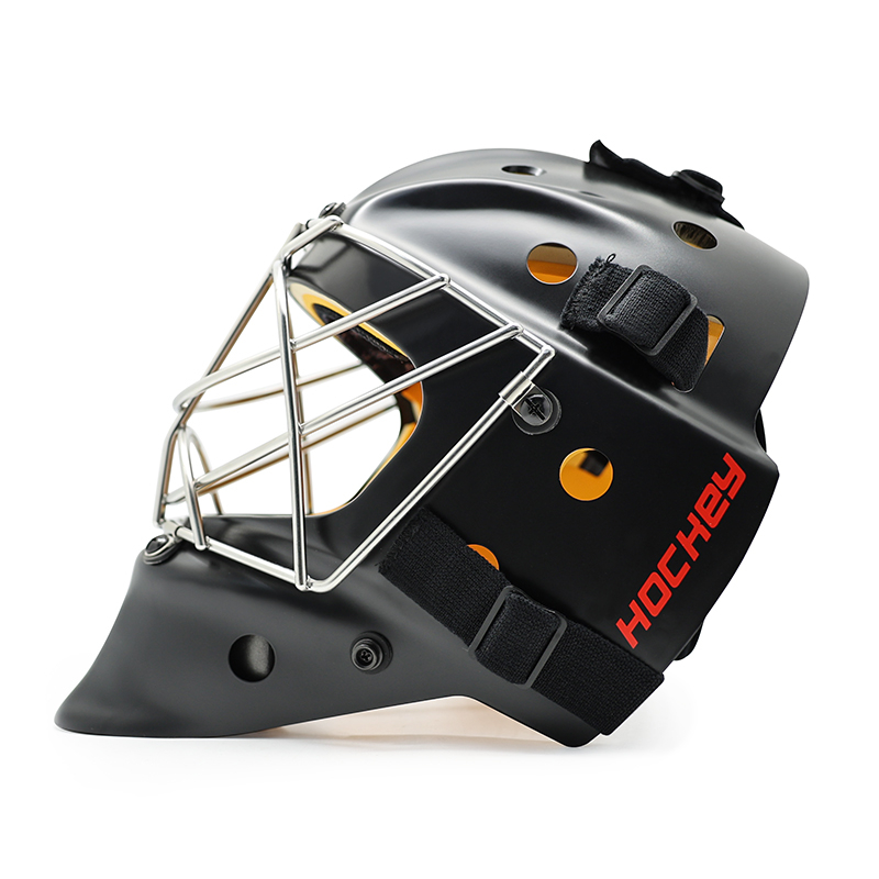 Casco de portero de hockey sobre hielo protector de seguridad de acero blanco