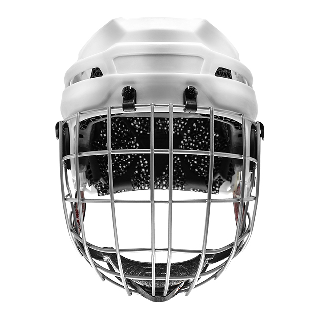 Casco de hockey sobre hielo con revestimiento de impresión 3D de entramado y material alternativo D3O