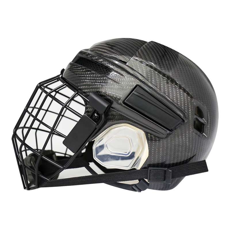 Casco de hockey sobre hielo original de fibra de carbono con jaula