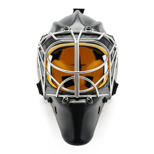 Casco de portero de hockey sobre hielo protector de seguridad de acero blanco
