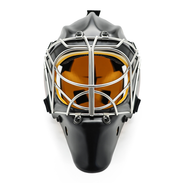 Casco de portero de hockey sobre hielo protector de seguridad de acero blanco