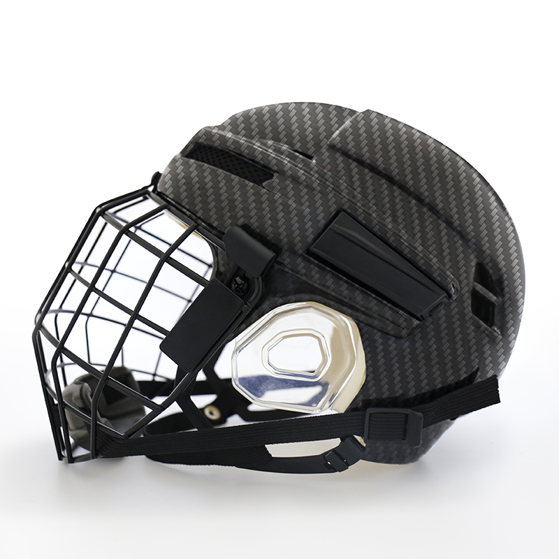 Casco de hockey sobre hielo original de fibra de carbono con jaula