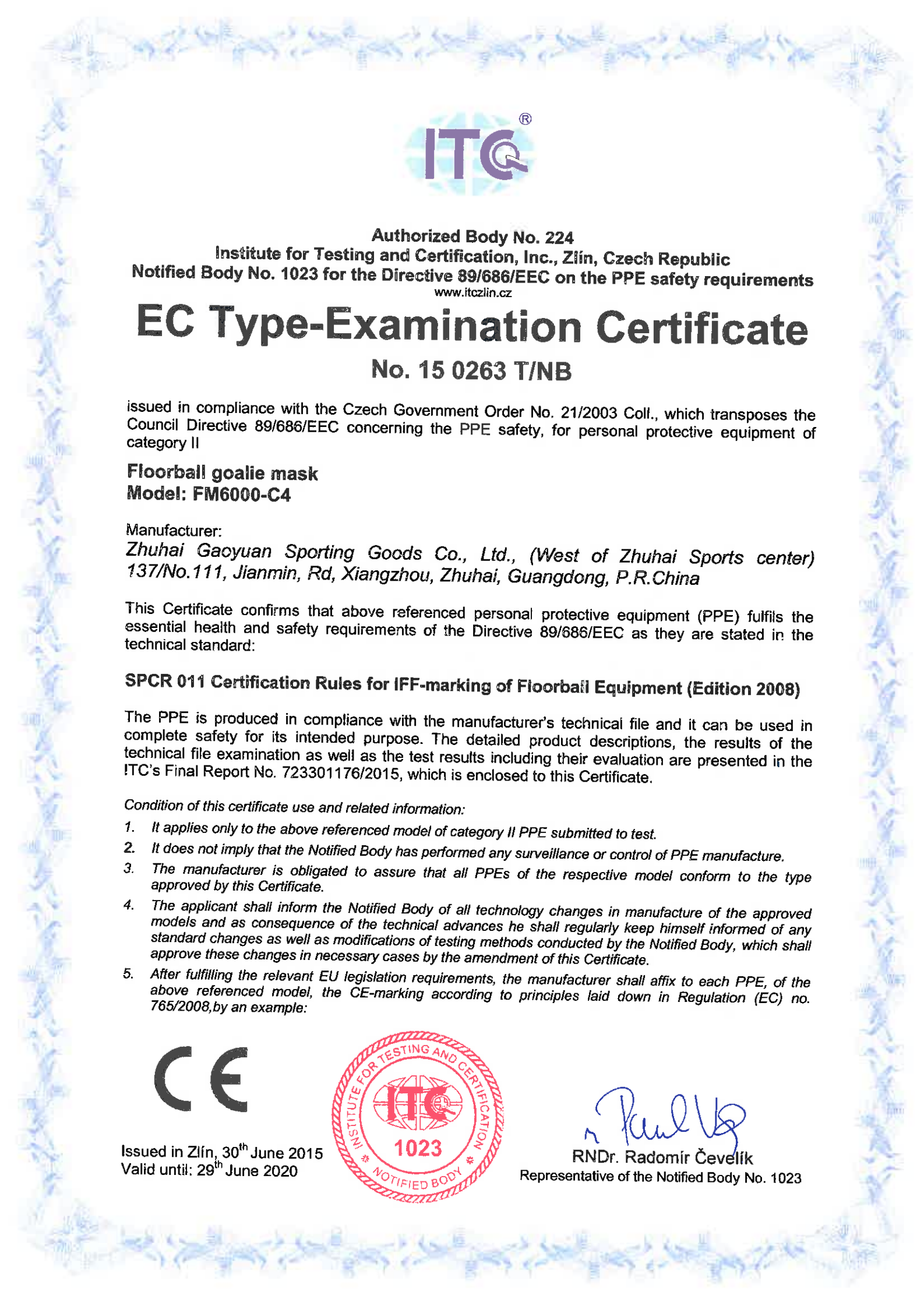 Casco de portero de Floorball Certificado CE GY-FM6000