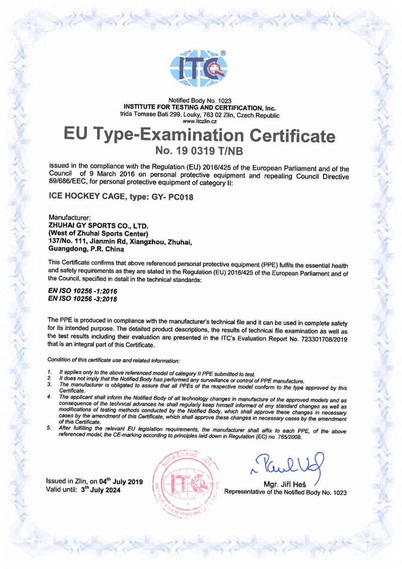 Certificado CE GY-PC018