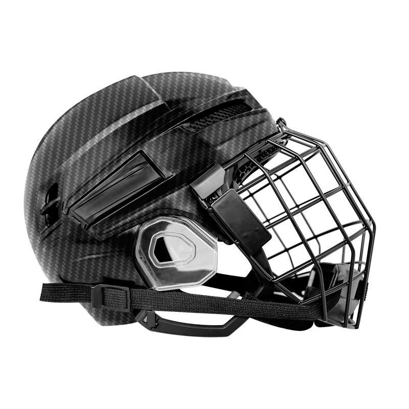 Casco de hockey sobre hielo con revestimiento impreso en 3D de fibra de carbono original personalizado