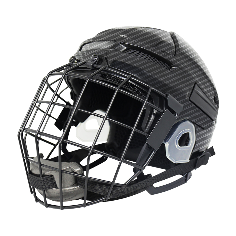 Casco de hockey sobre hielo con revestimiento impreso en 3D de fibra de carbono original personalizado