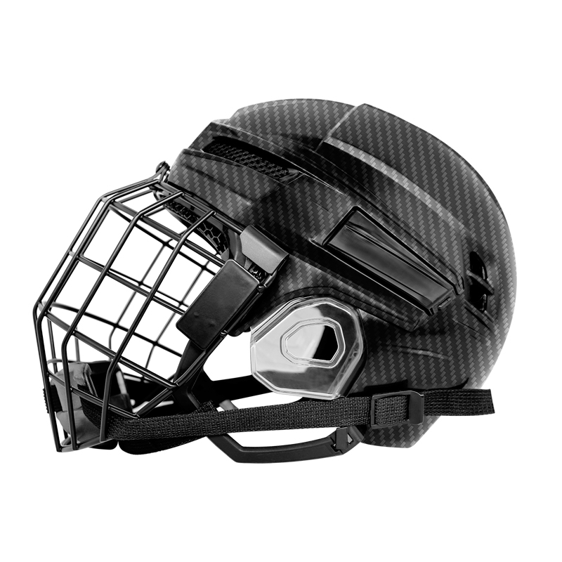 Casco de hockey sobre hielo con revestimiento impreso en 3D de fibra de carbono original personalizado