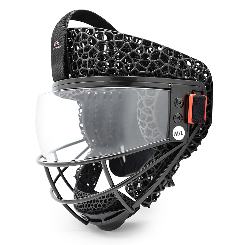 Mascarilla de esquina de penalización de hockey sobre césped impresa en 3D con visera